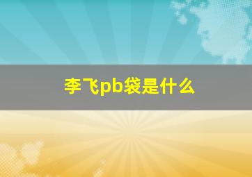 李飞pb袋是什么