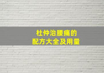 杜仲治腰痛的配方大全及用量