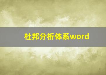 杜邦分析体系word