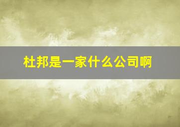 杜邦是一家什么公司啊