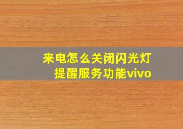 来电怎么关闭闪光灯提醒服务功能vivo