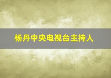 杨丹中央电视台主持人