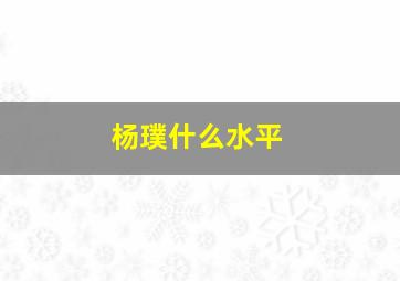 杨璞什么水平