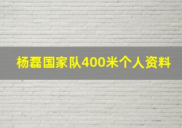 杨磊国家队400米个人资料