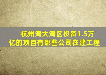 杭州湾大湾区投资1.5万亿的项目有哪些公司在建工程