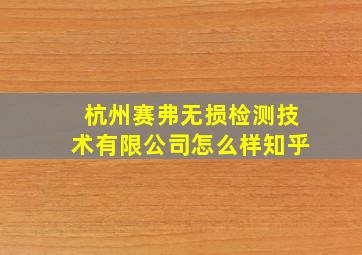 杭州赛弗无损检测技术有限公司怎么样知乎