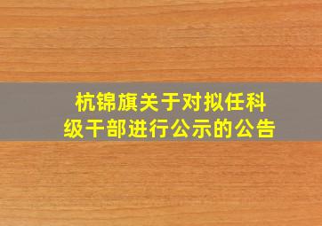 杭锦旗关于对拟任科级干部进行公示的公告