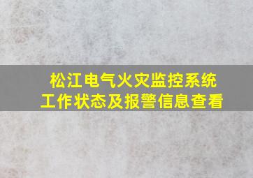 松江电气火灾监控系统工作状态及报警信息查看