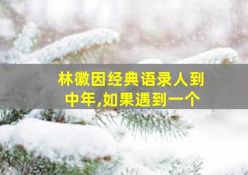 林徽因经典语录人到中年,如果遇到一个