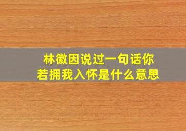 林徽因说过一句话你若拥我入怀是什么意思