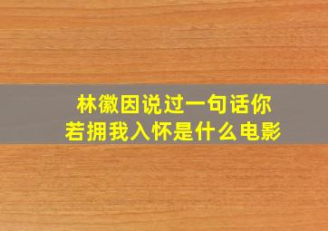 林徽因说过一句话你若拥我入怀是什么电影