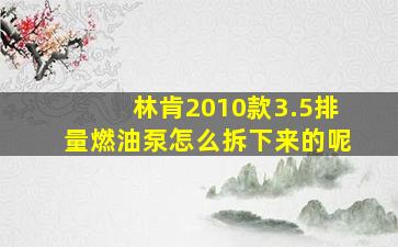 林肯2010款3.5排量燃油泵怎么拆下来的呢