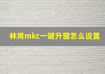 林肯mkc一键升窗怎么设置