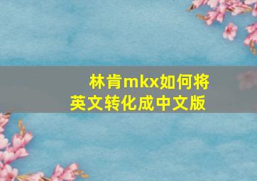 林肯mkx如何将英文转化成中文版