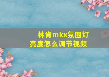 林肯mkx氛围灯亮度怎么调节视频