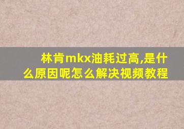 林肯mkx油耗过高,是什么原因呢怎么解决视频教程