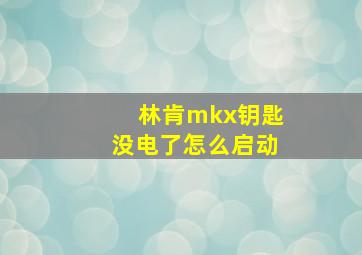 林肯mkx钥匙没电了怎么启动