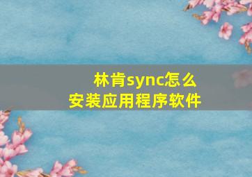 林肯sync怎么安装应用程序软件