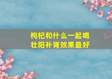 枸杞和什么一起喝壮阳补肾效果最好