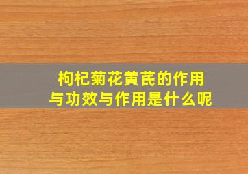 枸杞菊花黄芪的作用与功效与作用是什么呢