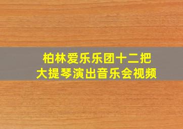 柏林爱乐乐团十二把大提琴演出音乐会视频