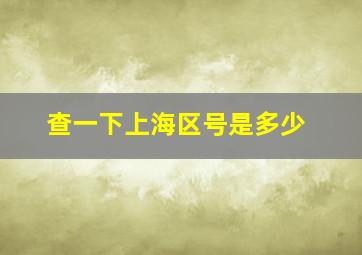 查一下上海区号是多少