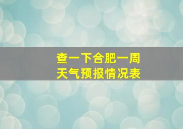 查一下合肥一周天气预报情况表