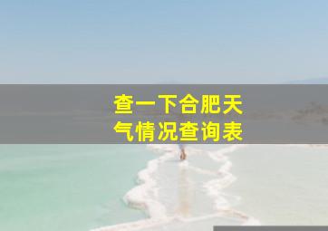 查一下合肥天气情况查询表