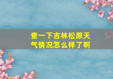 查一下吉林松原天气情况怎么样了啊