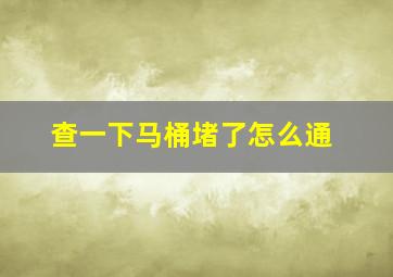 查一下马桶堵了怎么通