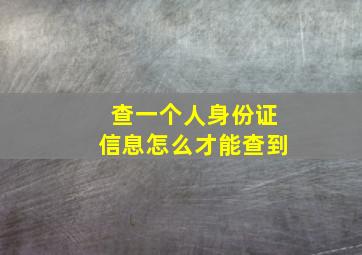 查一个人身份证信息怎么才能查到