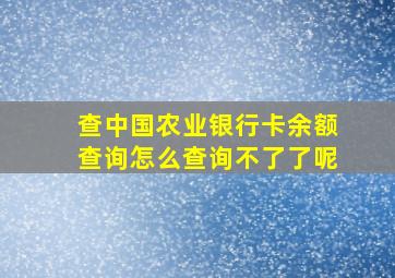 查中国农业银行卡余额查询怎么查询不了了呢