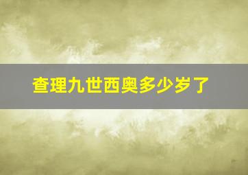 查理九世西奥多少岁了