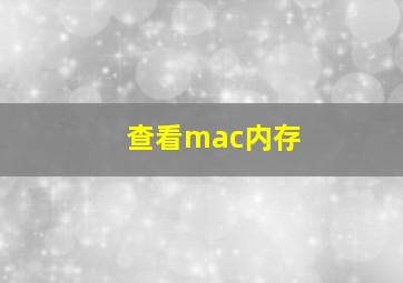 查看mac内存