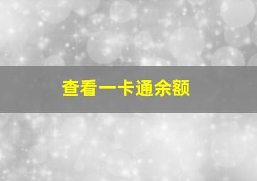 查看一卡通余额