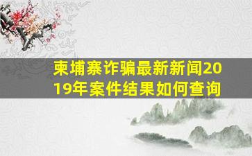 柬埔寨诈骗最新新闻2019年案件结果如何查询