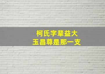 柯氏字辈益大玉昌尊是那一支