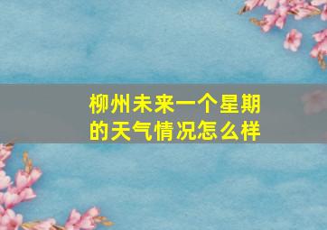 柳州未来一个星期的天气情况怎么样