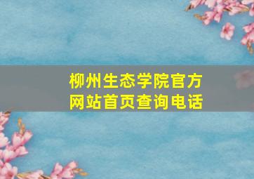 柳州生态学院官方网站首页查询电话