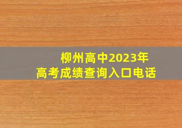 柳州高中2023年高考成绩查询入口电话