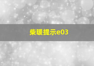 柴暖提示e03