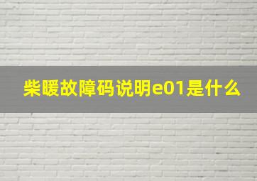 柴暖故障码说明e01是什么