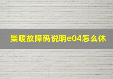 柴暖故障码说明e04怎么休