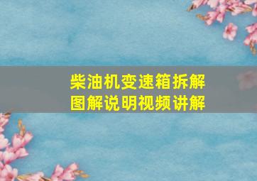 柴油机变速箱拆解图解说明视频讲解