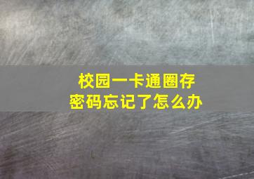 校园一卡通圈存密码忘记了怎么办