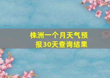 株洲一个月天气预报30天查询结果