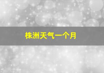 株洲天气一个月