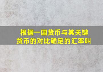 根据一国货币与其关键货币的对比确定的汇率叫