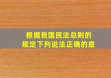 根据我国民法总则的规定下列说法正确的是