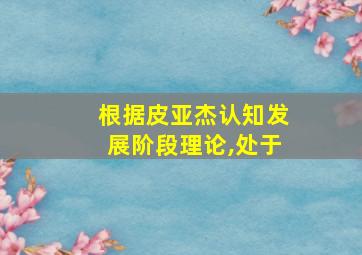 根据皮亚杰认知发展阶段理论,处于